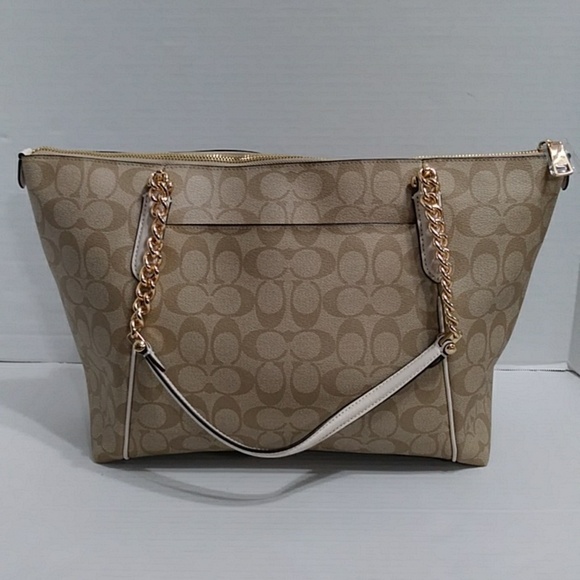 Coach Signature Canvas & Smooth Leather Ava Chain Tote *NWT* - Picture 2 of 12